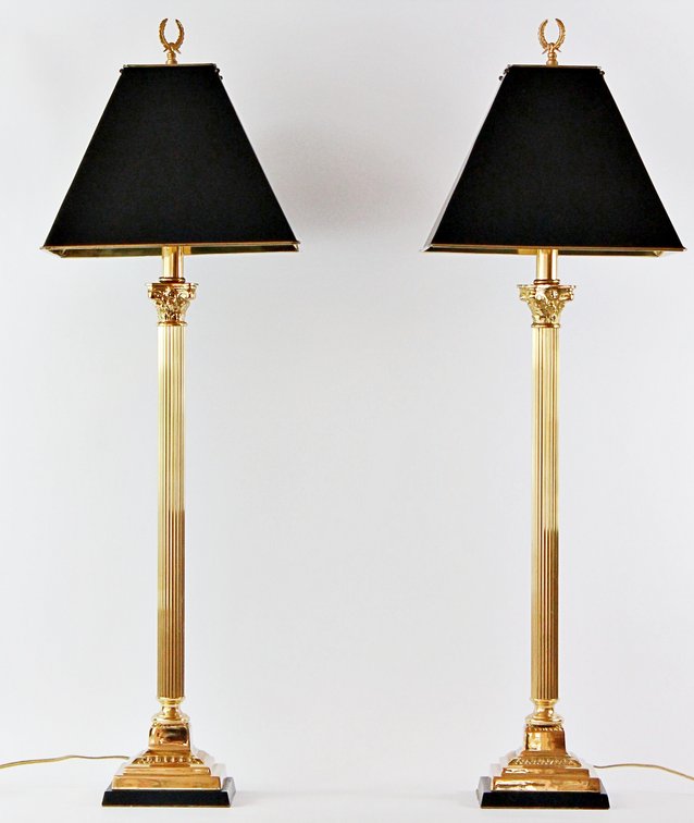 Pair of Brass Banquet Lamps