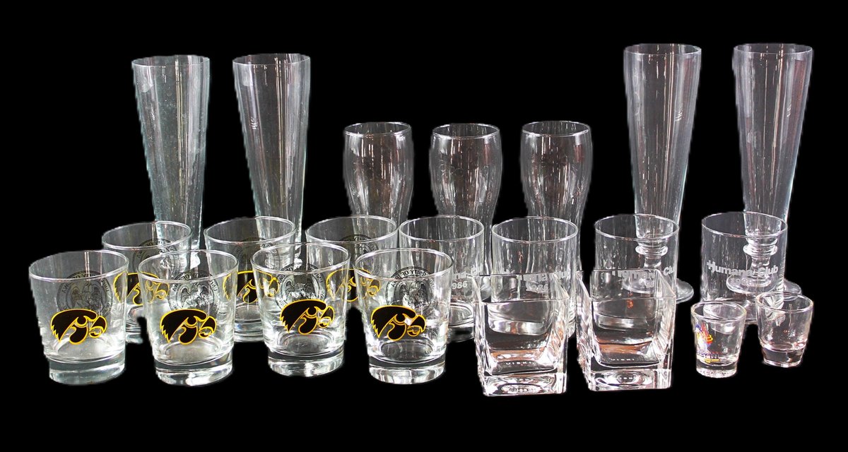Variety of Pilsner, Wheat Beer, and Rocks Glasses, and More