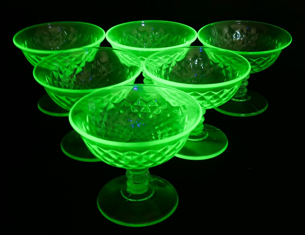 Six Uranium Glass Coupes