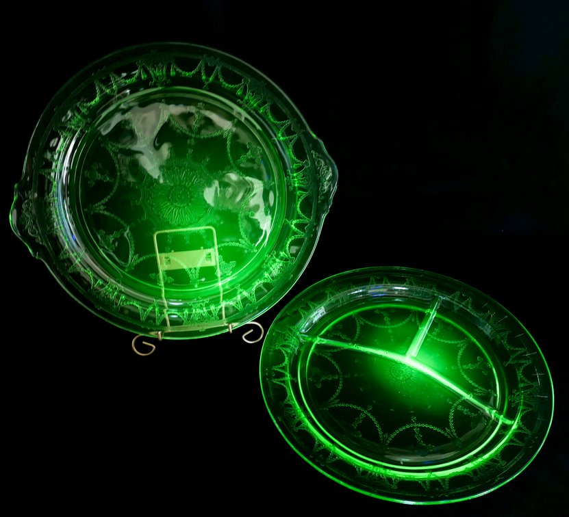 Two Uranium Glass Plates