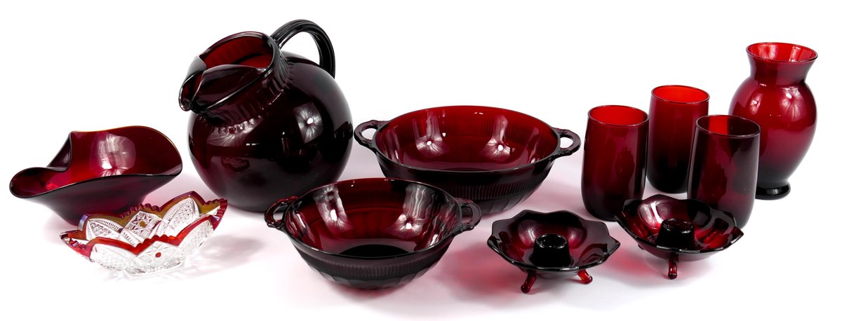 Shelf of Ruby Red Glassware