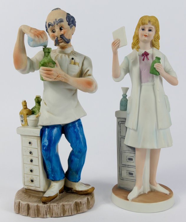 Two Ceramic Pharmacist Figurines