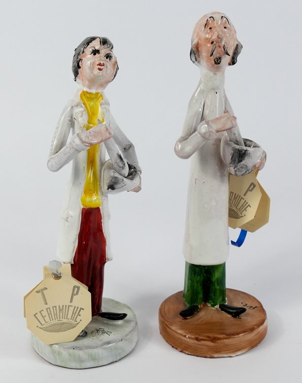 Two TP Ceramiche Pharmacist Figurines