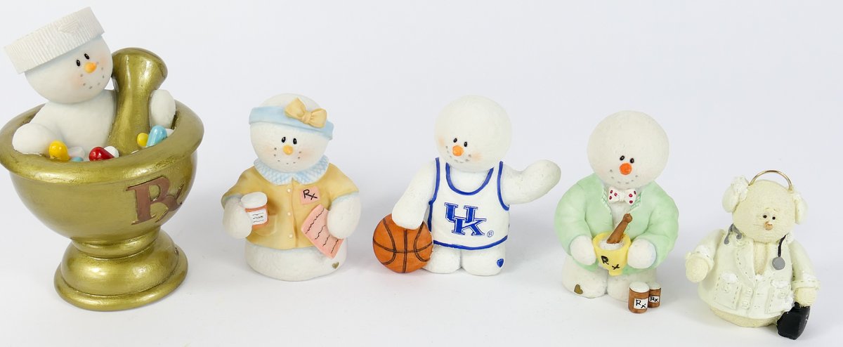 Four Sarah's Attic Snowman Figurines