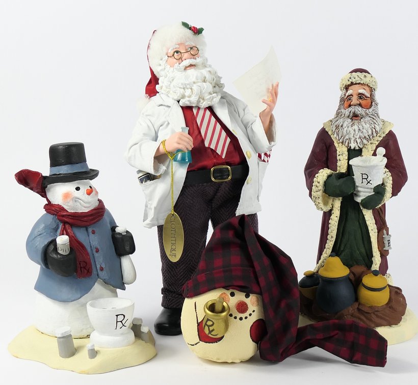 Four Christmas Pharmacist Figurines