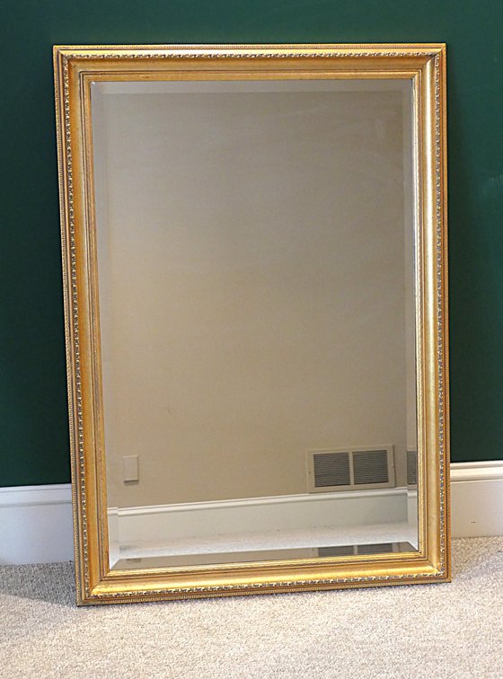 Ornate Gold-Tone Framed Beveled Mirror
