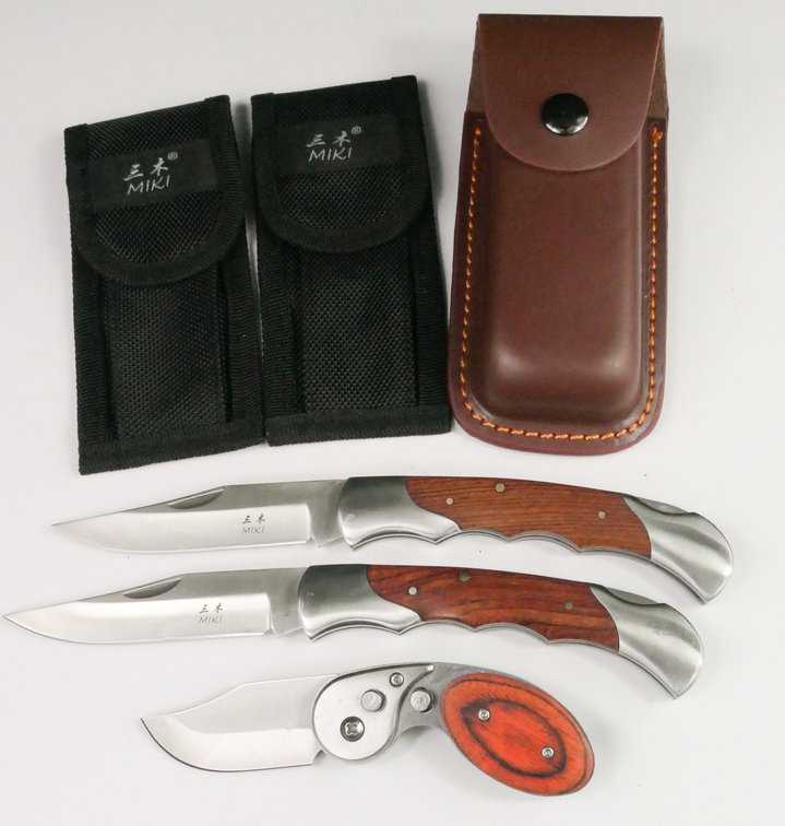 Two MIKI 420 Stainless Folding Lock Back Pocket Knives