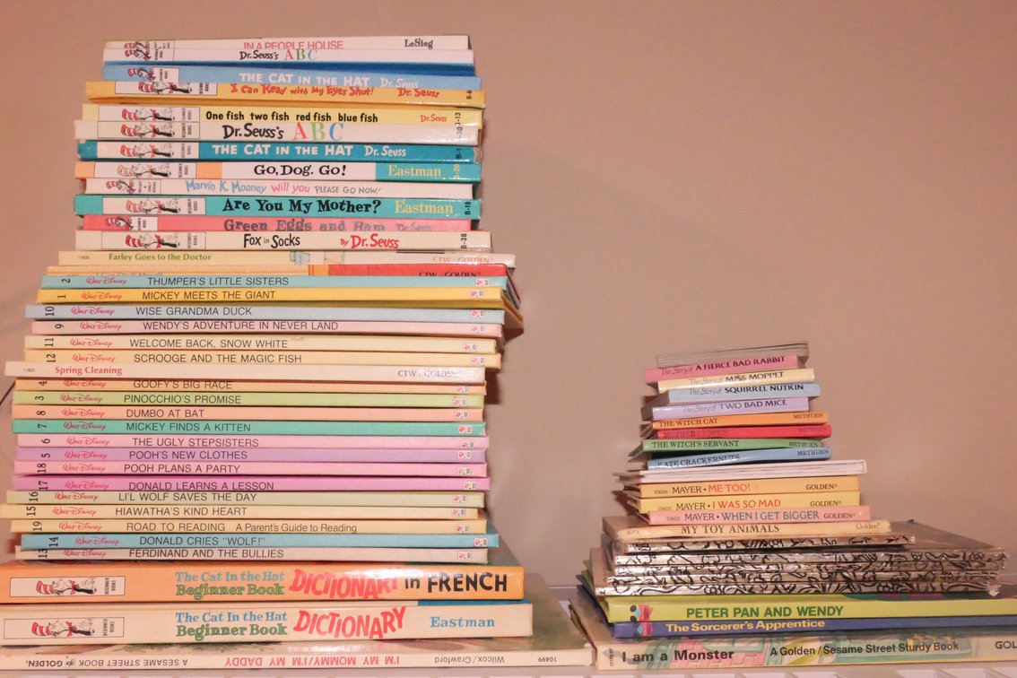 Selection of 50+ Children's Books Including Dr. Seuss, Disney, and Golden Titles