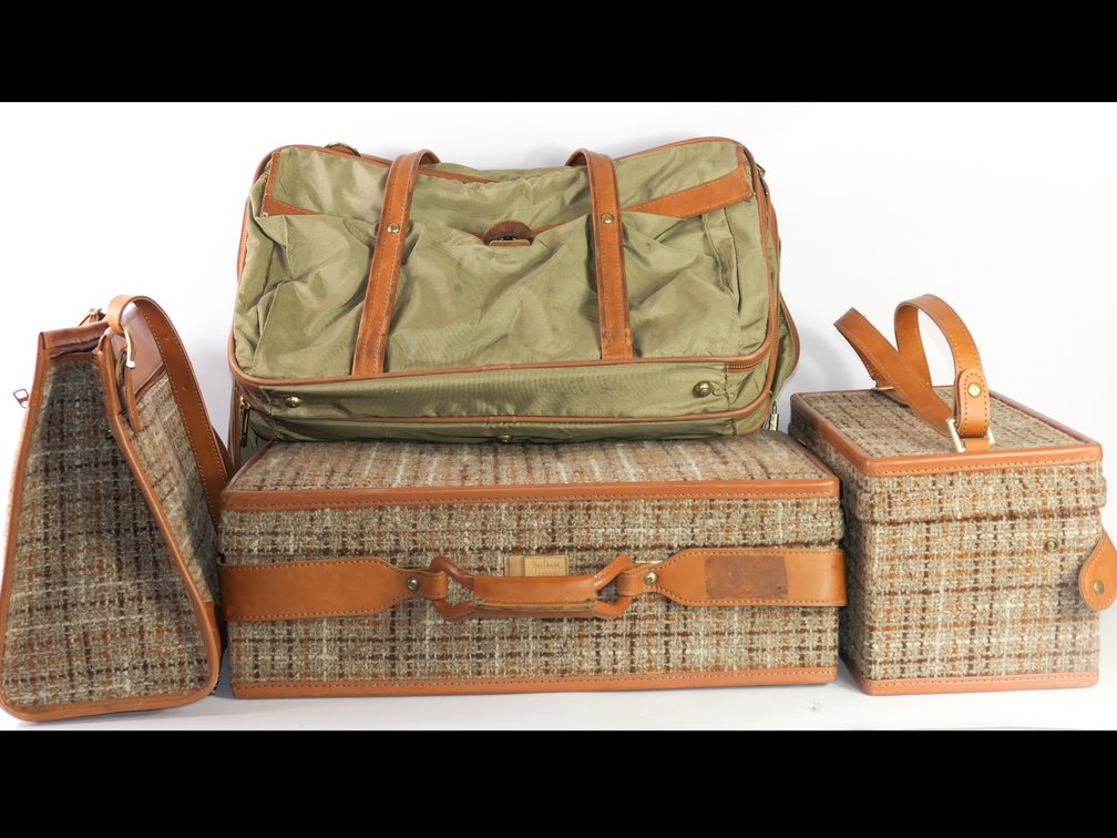 Vintage Hartmann Tweed and Leather Luggage Set
