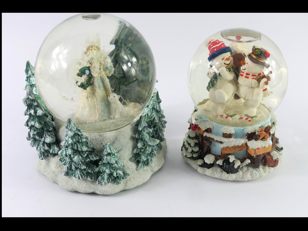 Two Music Box Globes by The San Francisco Company Music Box Company