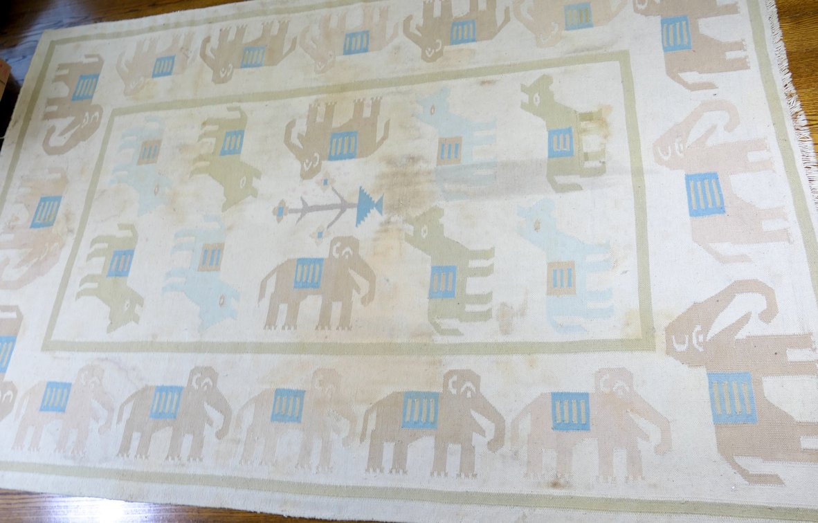 Shyam Ahuja Hand Knotted Wool Rug with Animal Pattern