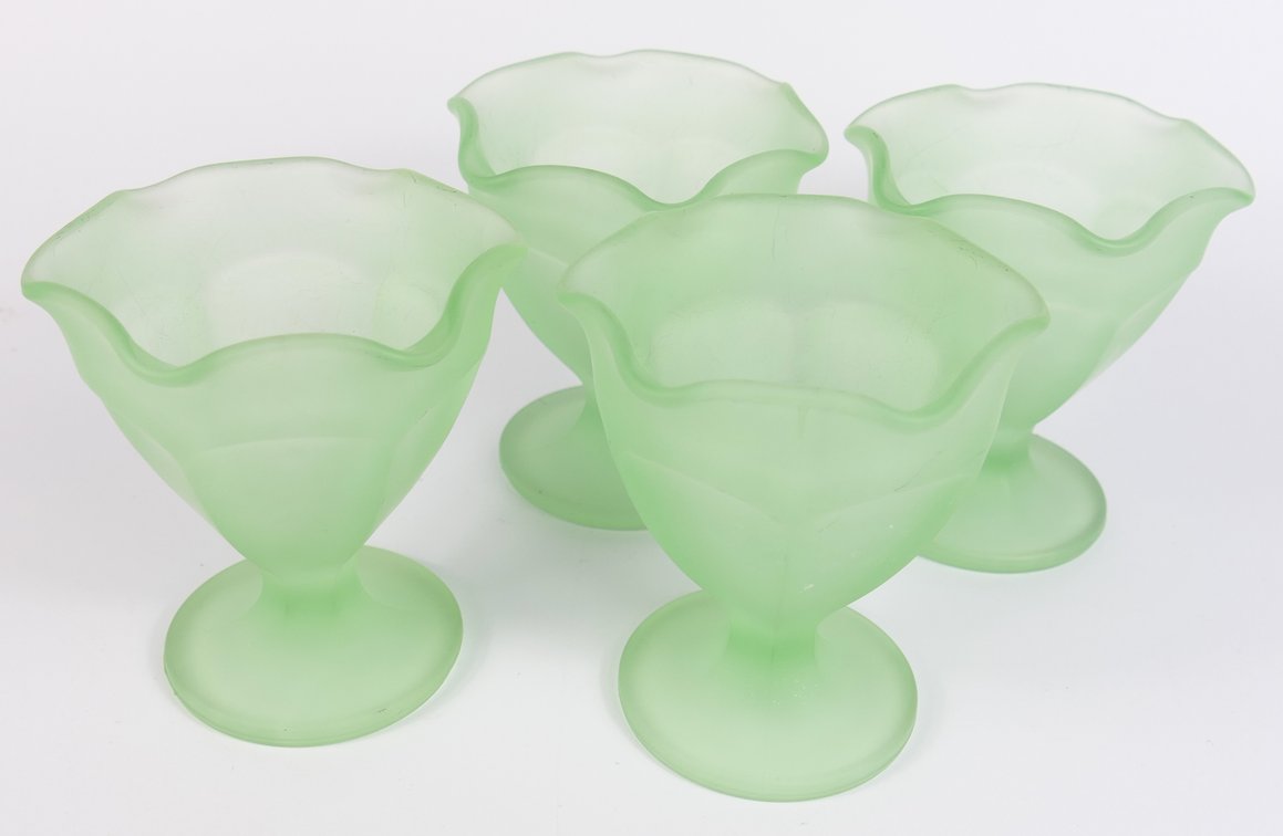 Indiana Glass Green Frosted Sundae Cups