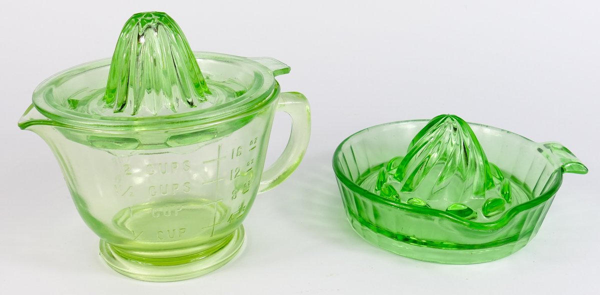 Green Uranium Glass Juicers and Measuring Cup