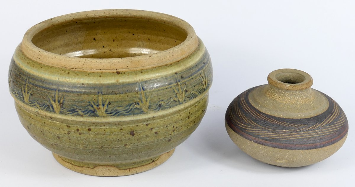 Two Artist Signed Pottery Vessels