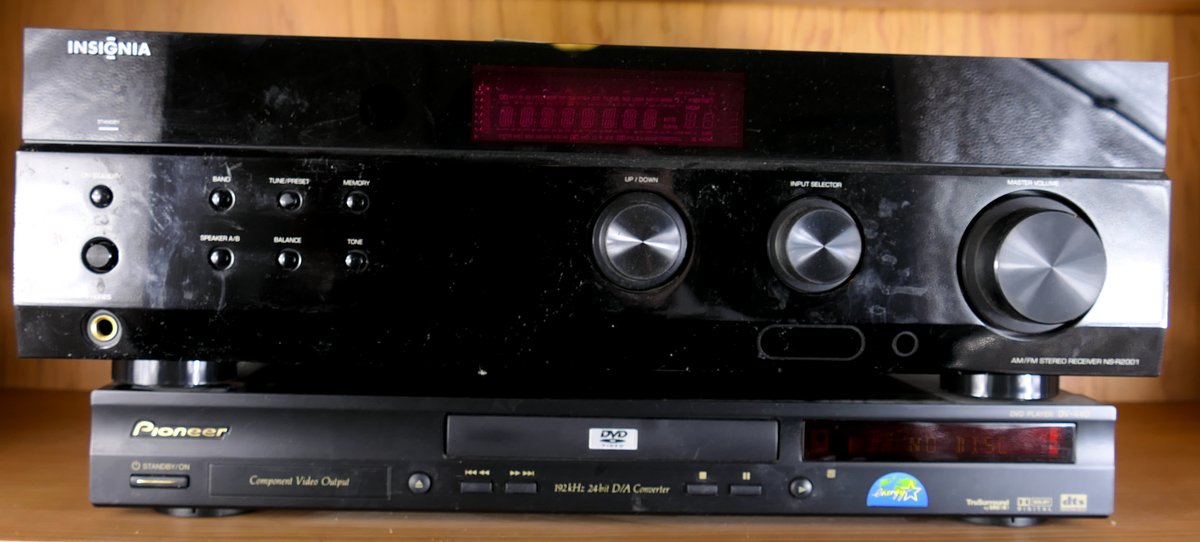 Insignia Receiver and Pioneer DVD Player