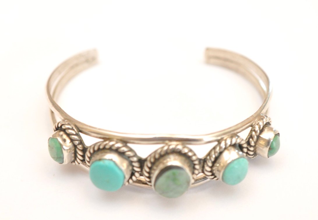 Navajo-made Sterling Silver and Turquoise Cuff Bracelet