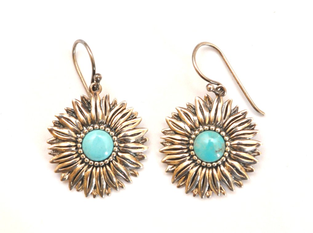 Sterling Silver Sunflower Drop Earrings