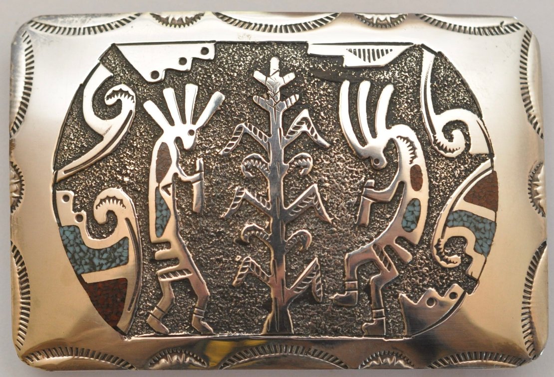 Ray B Native American made Sterling Silver Belt Buckle