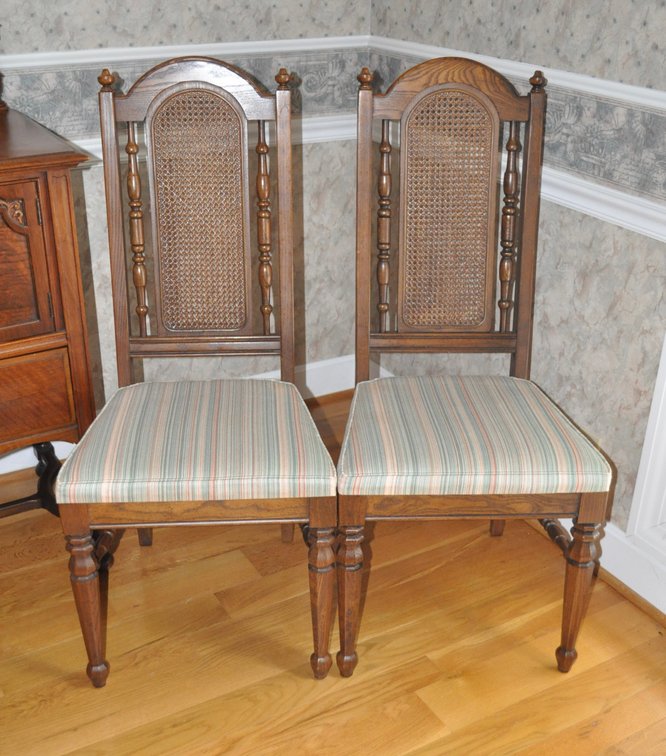 Pair of High Back Caned Chairs