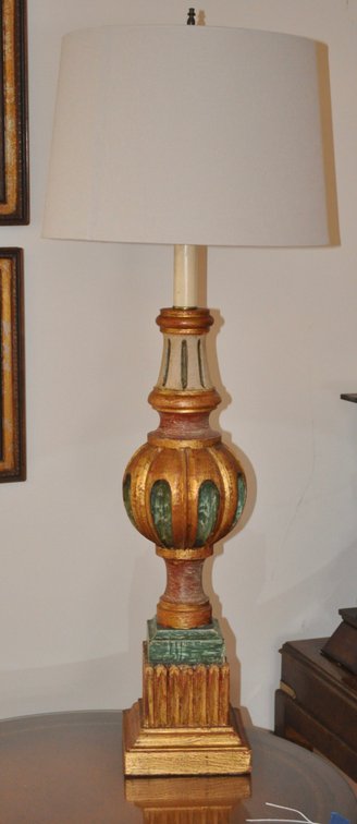 Italian Carved Wood Lamp