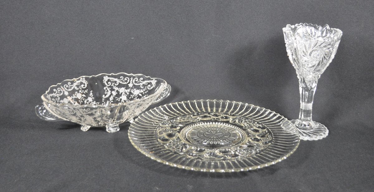 Three Glass Serving Pieces