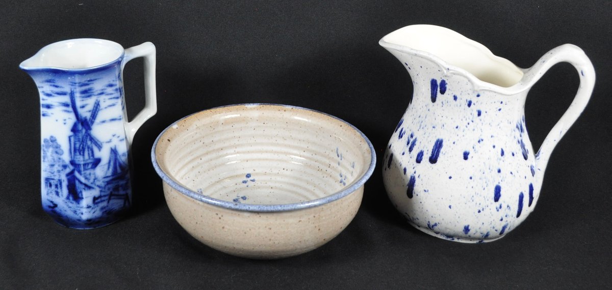 Three Piece Blue and White Ceramics