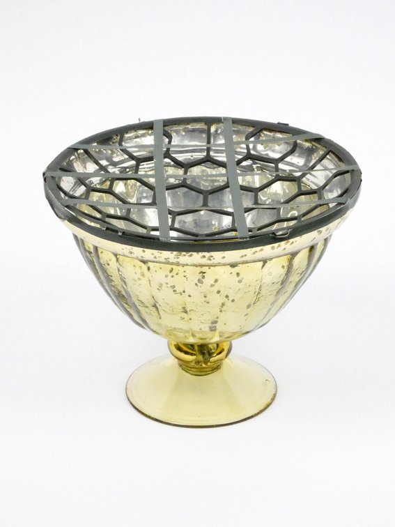 Gold Tone Flower Frog Centerpiece Bowl