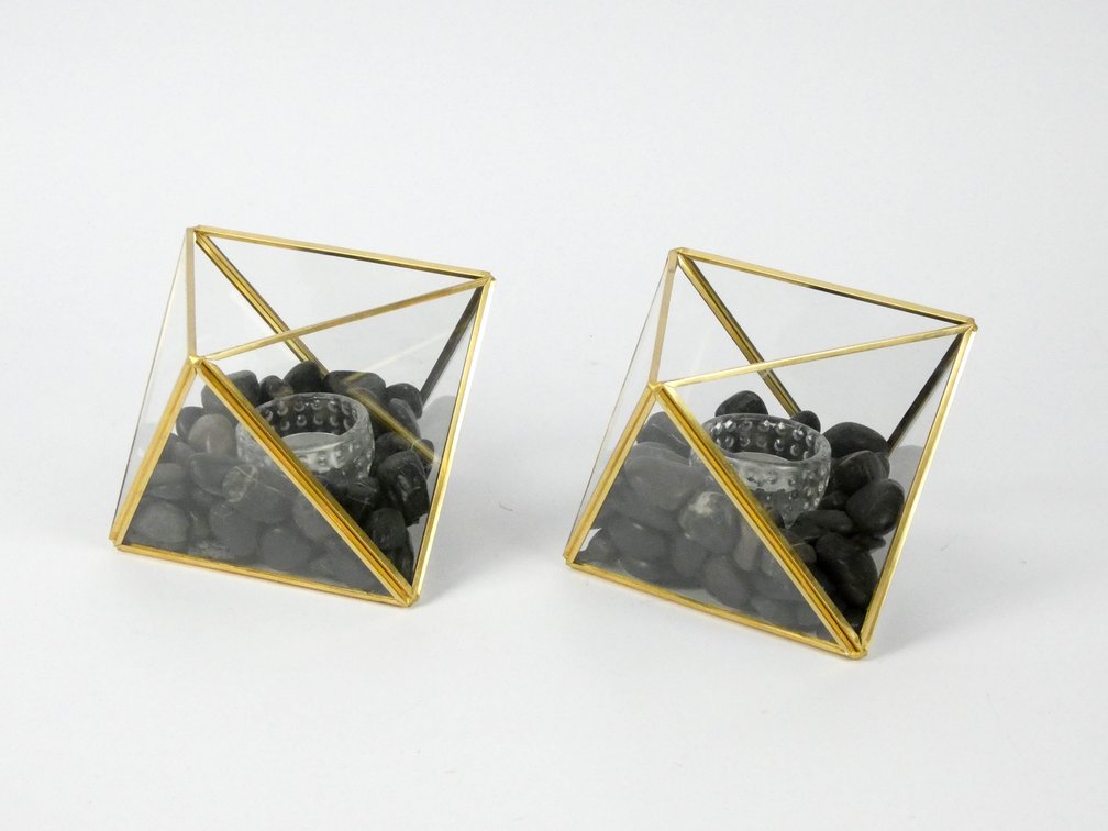 Octahedron Candle Holder Pair