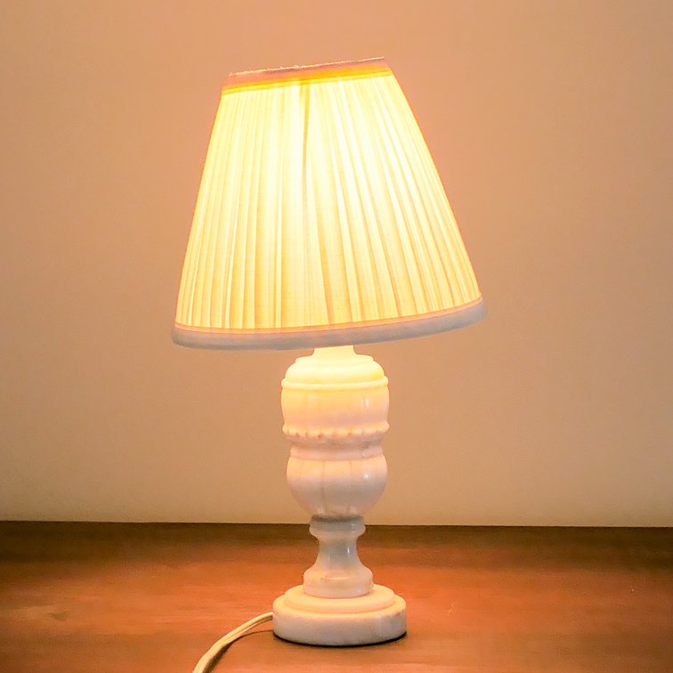 Neoclassical Design White Alabaster Marble Table Lamp