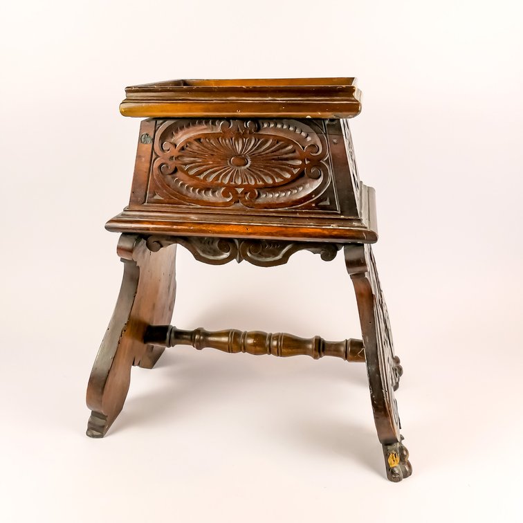 Single Piece Dark Mahogany Stain Tobacco or Sewing Side Table