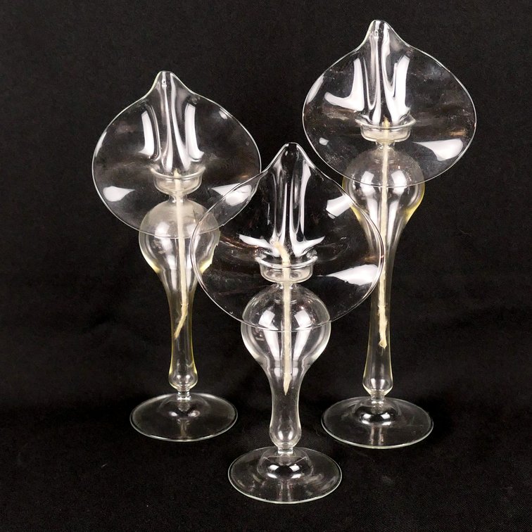 Three Handblown Glass Jack in the Pulpit Candle Holders