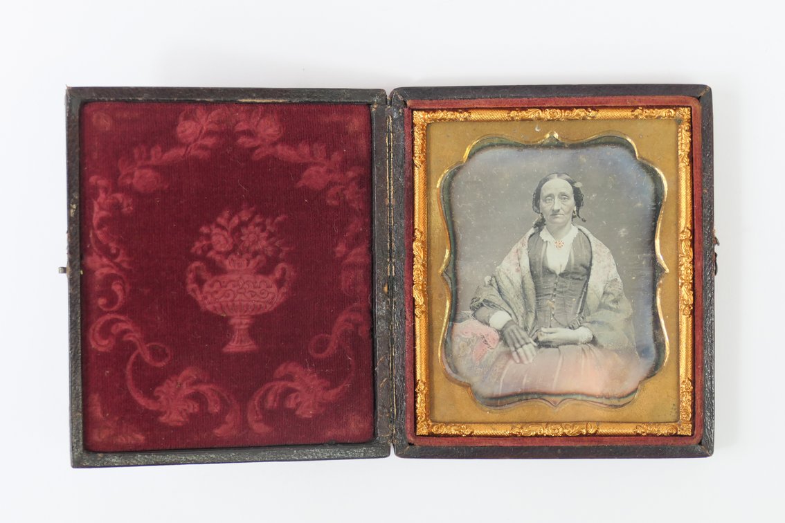 Ornate Leather Case Daguerreotype of Woman