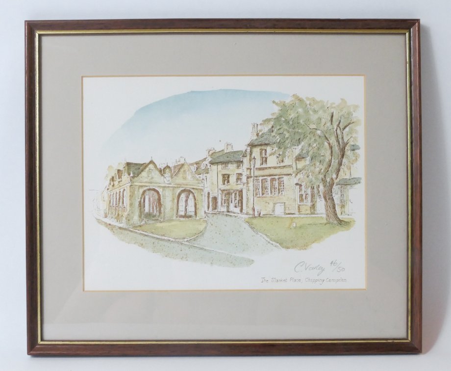 The Market Place, Chipping Campden Hand-Painted Print by Christine Varley