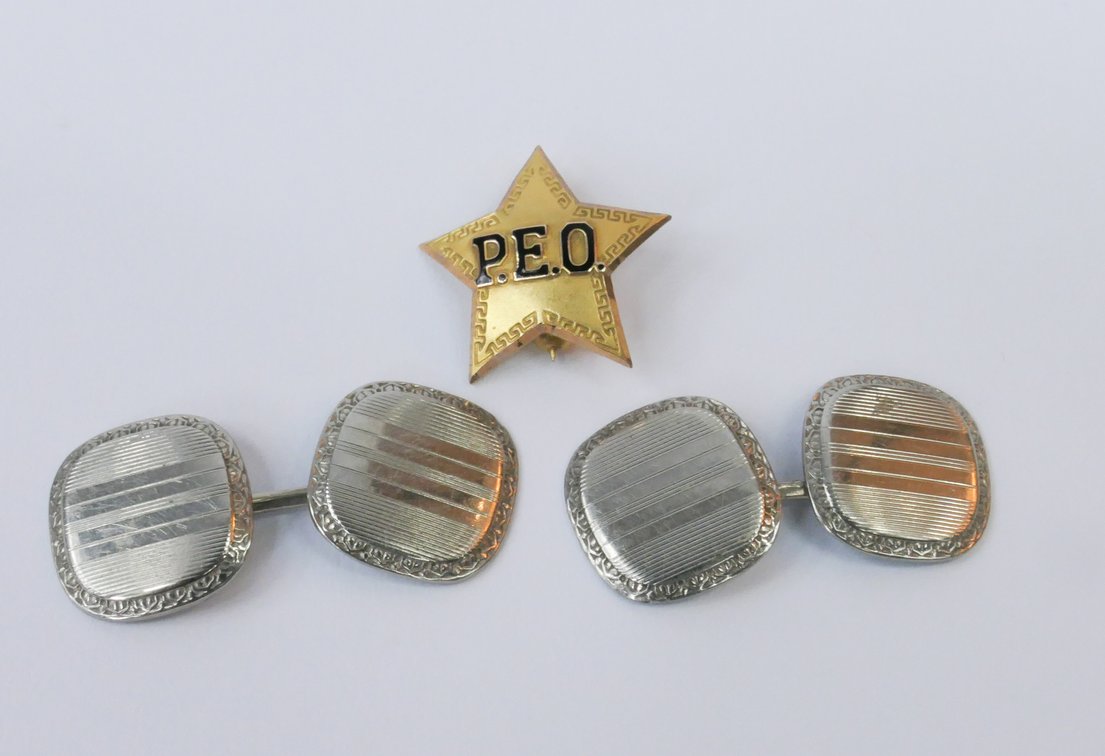 Gold Cufflinks and Star Pin