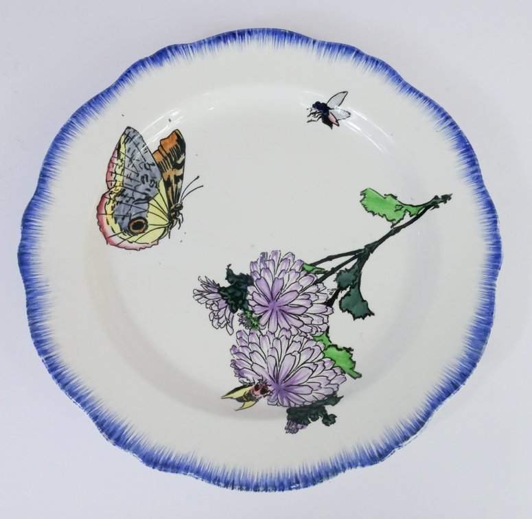 Ernest-Baptiste Leveille Butterfly with Bees Earthenware Plate