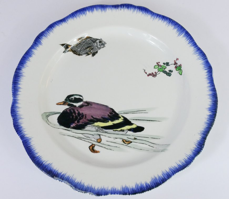 Ernest-Baptiste Leveille Duck and Fish Earthenware Plate
