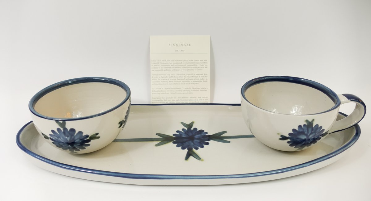 Louisville Stoneware Bachelor Button Platter and Bowls
