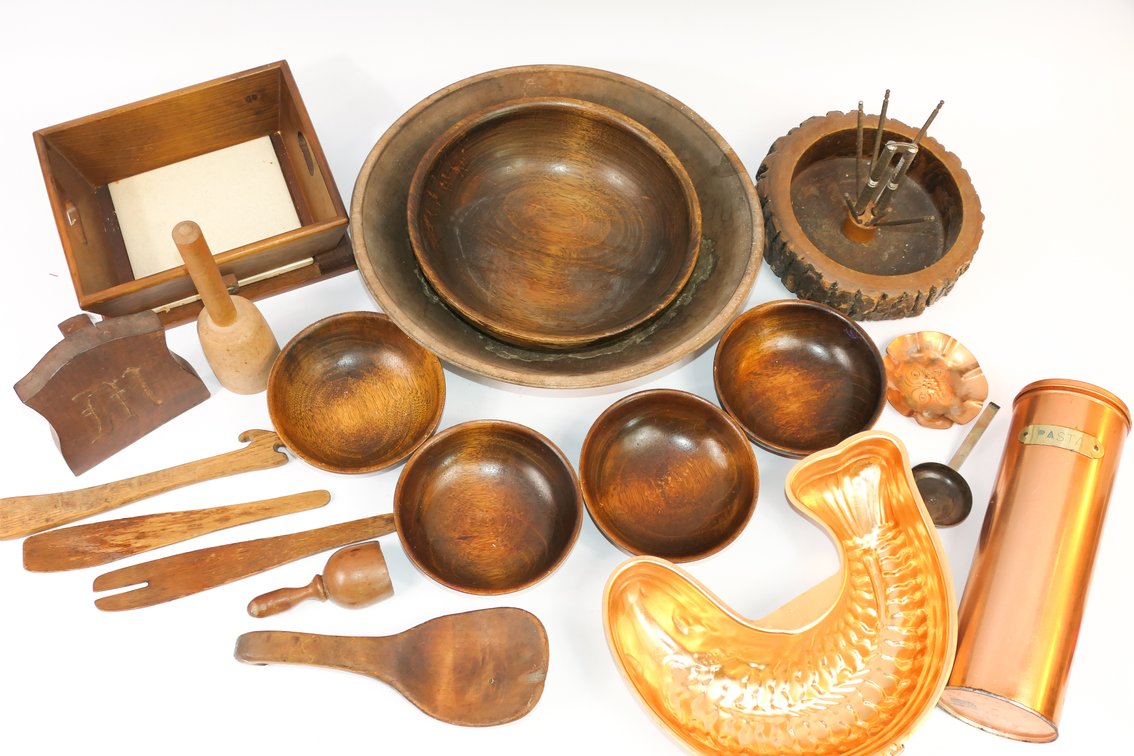 Copper and Wooden Kitchen Items