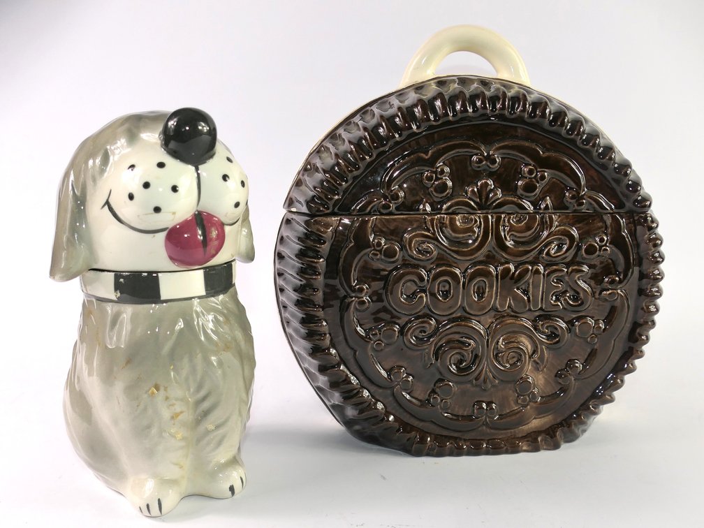Two Cookie/Biscuit Jars in Dog and Oreo Themes