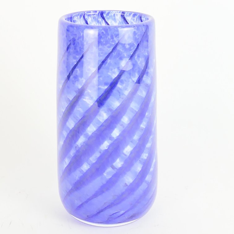 Cobalt Blue Spiral Art Glass Vase from Flame Run