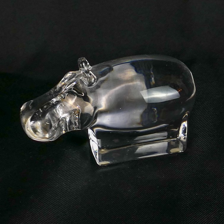 Orrefors Crystal Hippo Figure Paperweight