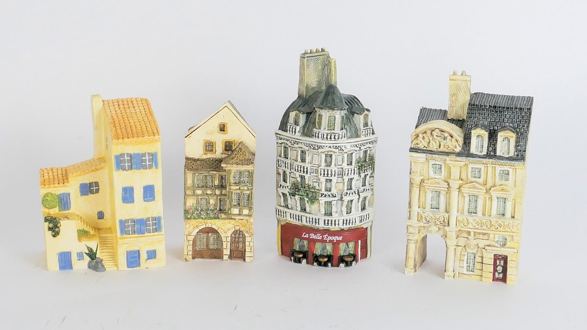 Four Handpainted Miniature French Facades