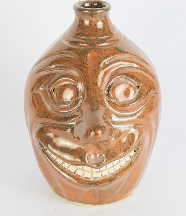 Kentucky Artist Robert Brigl Face Jug with Brown Glaze
