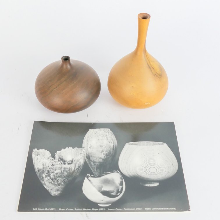 Two Small Osolnik Wooden Bud Vases