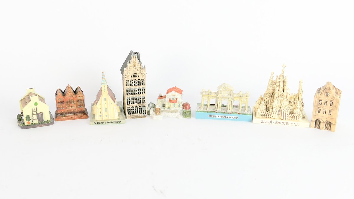 Seven Miniature Handpainted Foreign Building Replicas