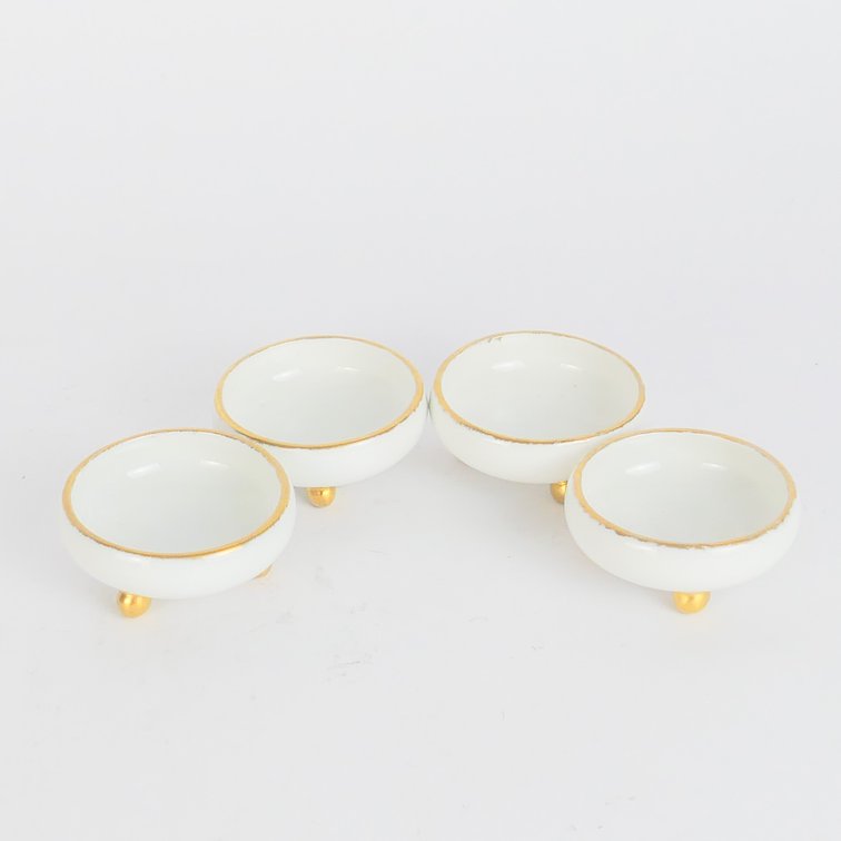 Gold-Rimmed Porcelain Salt Cellars
