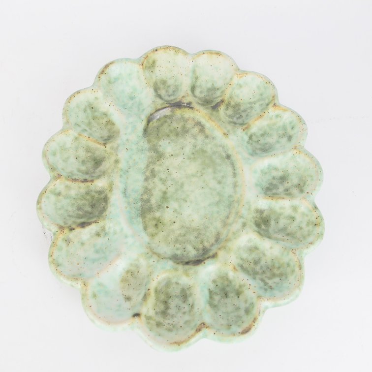 Peter's Pottery Green Deviled Egg Dish