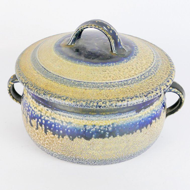 Studio Pottery Covered Casserole Dish with Handles