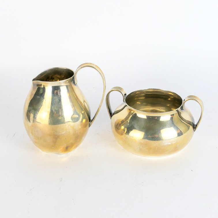Sterling Silver Creamer and Open Sugar Bowl Set