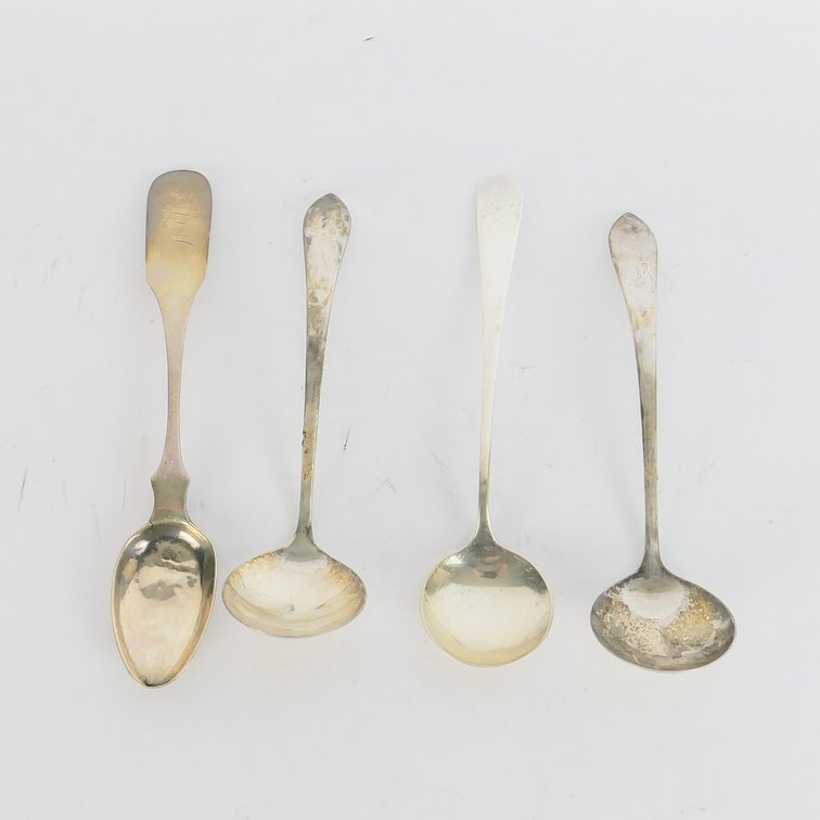 Four Silver Condiment Spoons
